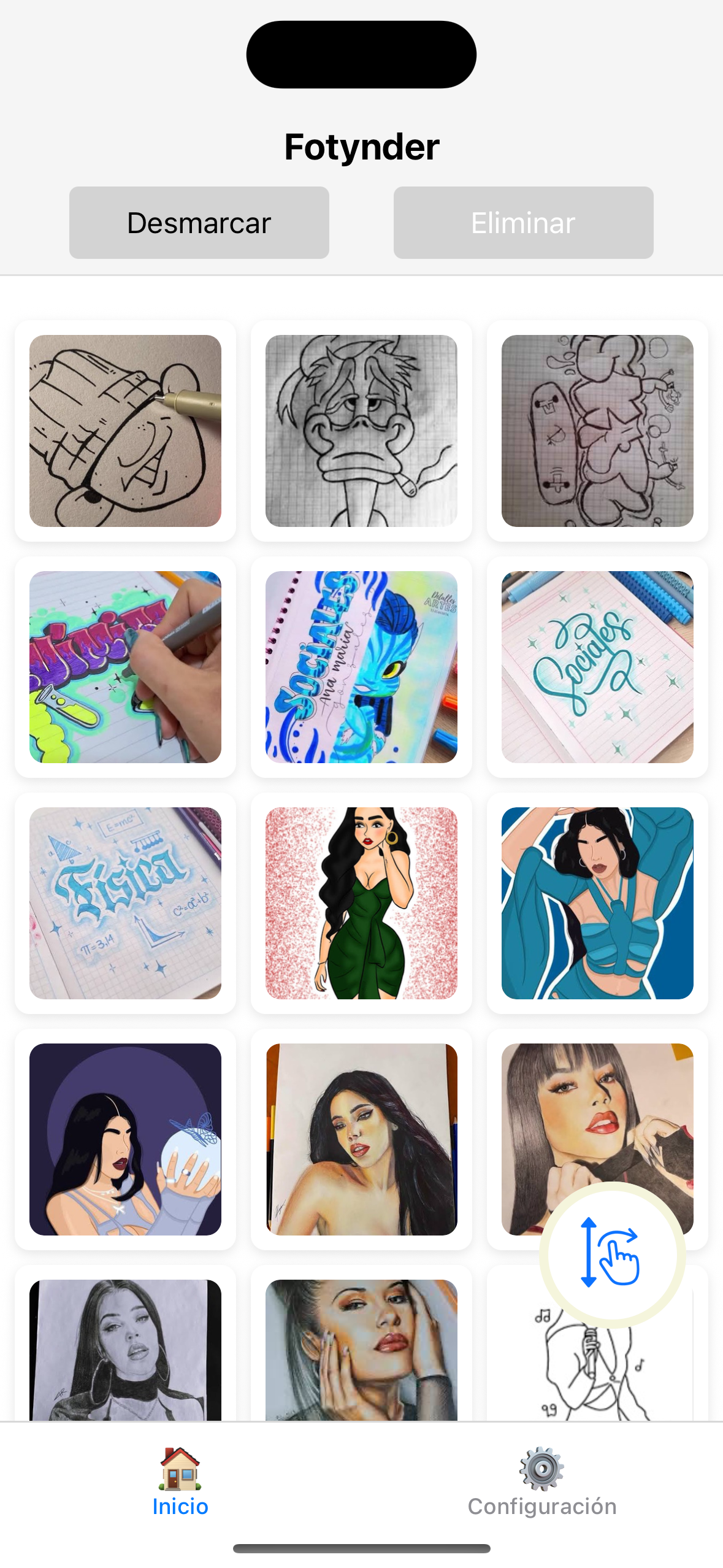 Fotynder App: Vista de Galería Principal